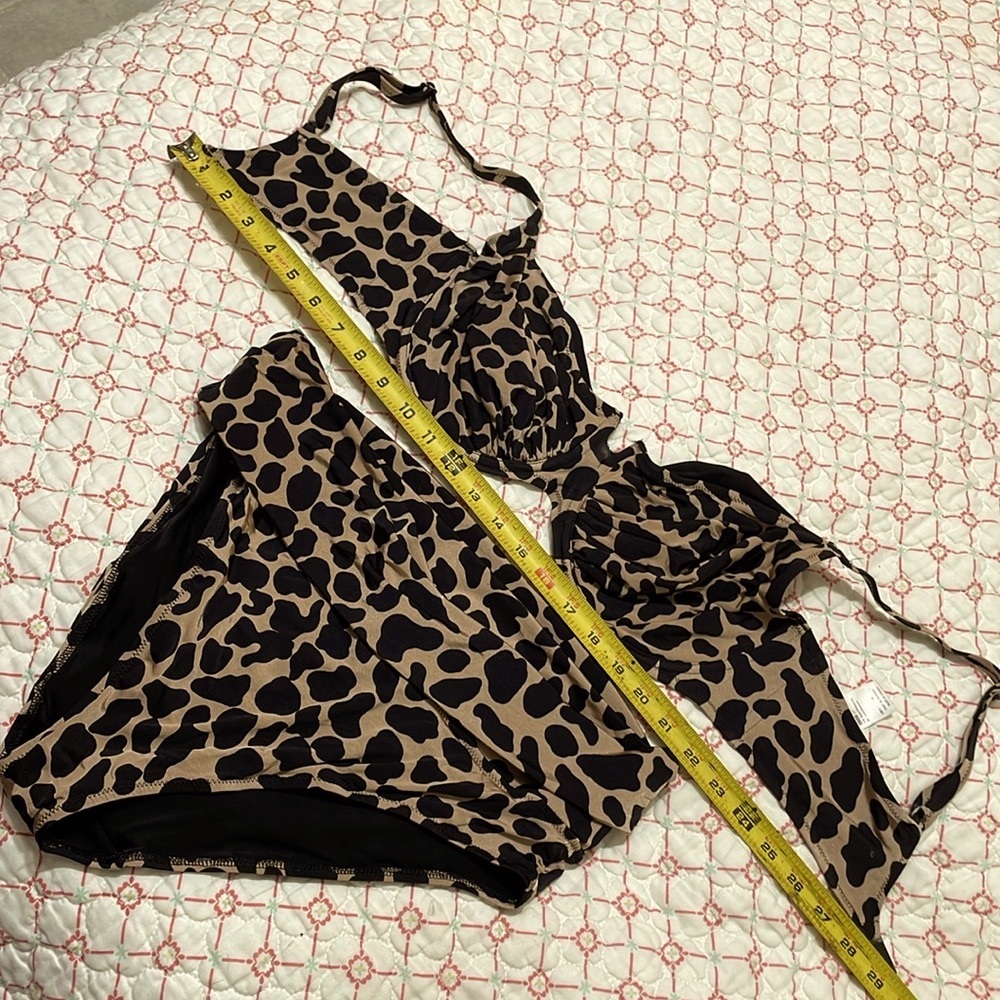 Fantasy leopard print underwire bikini with roll waist bottom